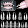 Picture of BORNBYME Short Almond Soft Gel Nail Tips, 120PCS Pre Buff Full Cover Shaped Nail Extenison Tips Half Matte Gel X Nail Tips Acrylic False Nail Tips