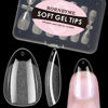 Picture of BORNBYME Extra Short Almond Soft Gel Nail Tips,120PCS Pre Buff Full Cover Shaped Nail Extenison Tips Half Matte Gel X Nail Tips Acrylic False Nail Tips