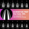 Picture of BORNBYME Extra Short Almond Soft Gel Nail Tips,120PCS Pre Buff Full Cover Shaped Nail Extenison Tips Half Matte Gel X Nail Tips Acrylic False Nail Tips