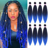 Picture of Dorsanee Ombre Blue Braiding Hair Pre Stretched 20 Inch 8 Packs Braiding Hair Extensions for Crochet Box Braids Twists Locs Hair Itch Free Soft Yaki Texture Hot Water Setting (20inch,#1B/Blue)