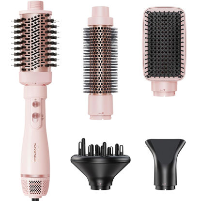 Picture of Wavytalk Hair Dryer Brush Set, 5-in-1 Blow Dryer Brush with Oval Blowout Brush, Blowout Thermal Brush, Paddle Brush, Concentrator and Diffuser for Fast Drying and Styling in One Step, Pink