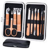 Picture of HANTEKAS Manicure Set 10 in 1 Stainless Steel, Nail Clippers Scissors Pedicure Tools Kit - Portable Travel Grooming Kit for Men and Women with Leather Case (Rose gold)