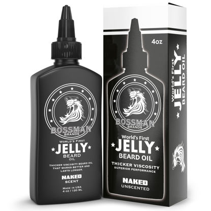 Picture of Bossman Beard Oil Jelly (4oz) - Beard Growth Softener, Moisturizer Lotion Gel with Natural Ingredients - Beard Growing Product (Naked Scent)