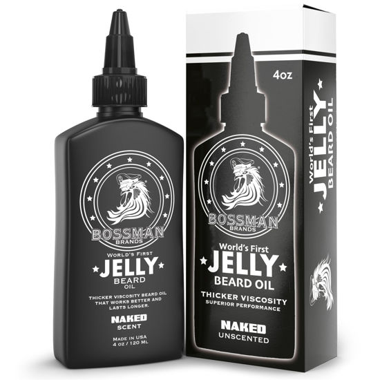 Picture of Bossman Beard Oil Jelly (4oz) - Beard Growth Softener, Moisturizer Lotion Gel with Natural Ingredients - Beard Growing Product (Naked Scent)