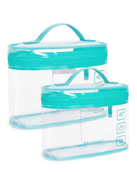Picture of BAGSMART TSA Approved Toiletry Bag, 2 Pack Clear Makeup Cosmetic Bag Organizer, Quart Size Travel Bag for Toiletries, Carry-on Travel Accessories Essentials, Green-2pcs