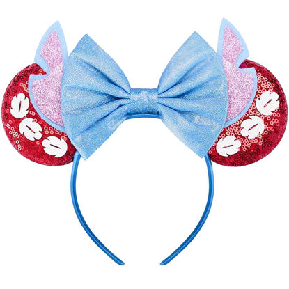 Picture of RAZKO Hairband, Stitch Red Minnie Ears Headband with Sequin Shiny Ears and Bow for Women Girls Hair Accessories, One Size Fits All, 16 Headbands Available