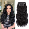 Picture of Black Hair Extensions, 4Pcs Clip in Hair Extensions, 20 Inches Long Curly Hair Extensions Clip ins, Soft Synthetic Hair Extensions (Color: Black)