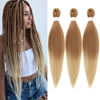 Picture of Dorsanee Ombre Light Brown Braiding Hair Pre Stretched 24 Inch 3 Packs Braiding Hair Extensions for Box Braids Twists Locs Soft Yaki Texture Hot Water Setting (#Ombre Light Brown)
