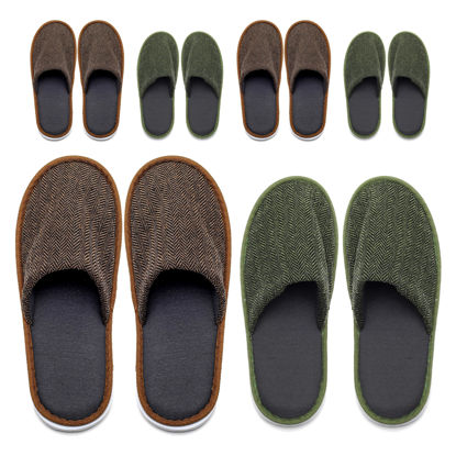 Picture of OSTADARRA 6 Pairs Spa Slippers, Non Slip Disposable Slippers For Guest, Washable Reusable, Which Can Be Used As Women Men, House, Indoor, Bathroom, Bedroom, Hotel, Bride Slippers (2 sizes)
