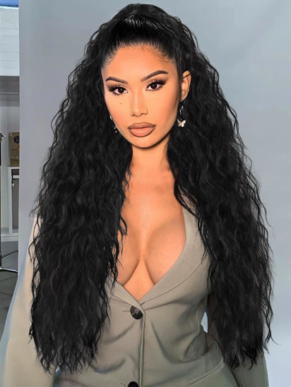 Picture of ORSUNCER Ponytail Extension Claw 30" Curly Pony Tail Clip in Claw Hair Extensions Fluffy Natural Looking Synthetic Hairpiece for Women (Black)…