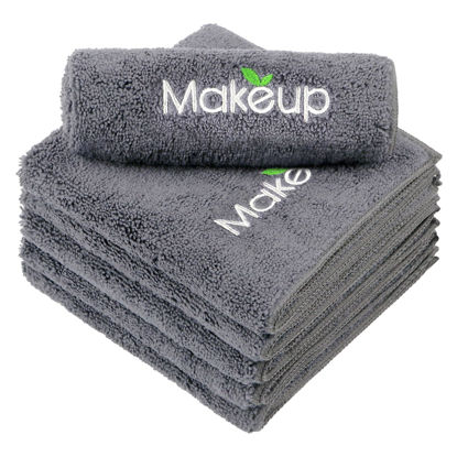 Picture of Orighty Makeup Remover Wash Cloths - Super Soft & Quick Dry Microfiber Face Towel, Absorbent Washcloths for Cleansing, Fingertip Face Towels for Makeup Removal, 13 x 13 inch, Pack of 1, 6 Count, Grey