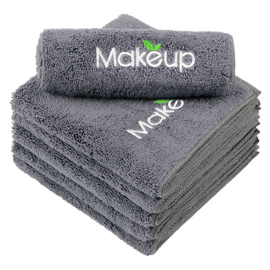 Picture of Orighty Makeup Remover Wash Cloths - Super Soft & Quick Dry Microfiber Face Towel, Absorbent Washcloths for Cleansing, Fingertip Face Towels for Makeup Removal, 13 x 13 inch, Pack of 1, 6 Count, Grey