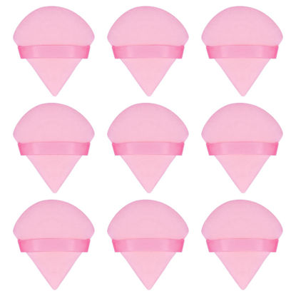 Picture of Flytianmy 9Pcs Triangle Powder Puffs, Face Makeup Puff for Body Loose Powder Beauty Makeup Tool Pink