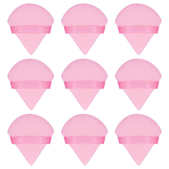 Picture of Flytianmy 9Pcs Triangle Powder Puffs, Face Makeup Puff for Body Loose Powder Beauty Makeup Tool Pink