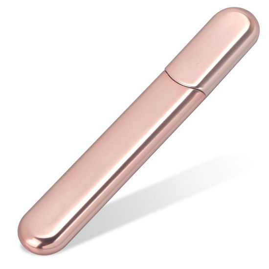 Picture of MiDenso Premium Glass Nail File with Case, Crystal Diamond Salon Best Beauty Nail Buffer for Natural and Acrylic Nails Christmas Gift for Woman and Man,Apricot