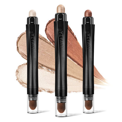 Picture of LUXAZA 3PCS Eyeshadow Stick,Champagne Metallic And Shimmer Eye shadow Pencil Crayon Brightener Makeup with Crease-proof Formula,Waterproof & Long Lasting Eye Shadow And Eyeliner Pen Set