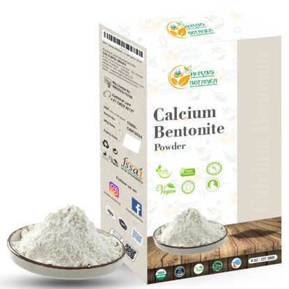 Picture of Herbs Botanica Calcium Bentonite Clay Food Grade Powder Indian Healing Clay for Face and Body, Detox Body Wrap, Deep Pore Cleansing Facial, Natural Facial Mask 8 oz / 227 gms / 1/2 lb