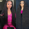Picture of KVFCT 30 Inch Deep Wave Lace Front Wigs Human Hair 13x6 HD Transparent Human Hair Lace Front Wigs for Women 200% Density Deep Curly Human Hair Wigs Pre Plcked Deep Wave Frontal Wigs with Baby Hair