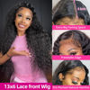 Picture of KVFCT 30 Inch Deep Wave Lace Front Wigs Human Hair 13x6 HD Transparent Human Hair Lace Front Wigs for Women 200% Density Deep Curly Human Hair Wigs Pre Plcked Deep Wave Frontal Wigs with Baby Hair