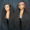 Picture of KVFCT 30 Inch Deep Wave Lace Front Wigs Human Hair 13x6 HD Transparent Human Hair Lace Front Wigs for Women 200% Density Deep Curly Human Hair Wigs Pre Plcked Deep Wave Frontal Wigs with Baby Hair