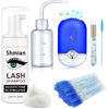 Picture of Shmian Lash Shampoo for Lash Extensions, Lash Fan 50ml Eyelash Foam cleanser with 50 Pcs Eyelash Brush and Rinse Bottle Oil Free/Sulfate Free Eyelash Wash Remover For Eyelash Extension Makeup, Blue