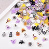 Picture of 100Pcs Halloween Nail Art Charms Multi Shapes Colors 3D Pumpkin Torch Broom Nail Charms Cute Cartoon Bandage Web Ghost Tombstone Hat Nail Art Rhinestones Mini Flatback Nail Supplies for DIY Nails Art