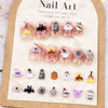 Picture of 100Pcs Halloween Nail Art Charms Multi Shapes Colors 3D Pumpkin Torch Broom Nail Charms Cute Cartoon Bandage Web Ghost Tombstone Hat Nail Art Rhinestones Mini Flatback Nail Supplies for DIY Nails Art