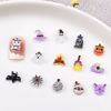 Picture of 100Pcs Halloween Nail Art Charms Multi Shapes Colors 3D Pumpkin Torch Broom Nail Charms Cute Cartoon Bandage Web Ghost Tombstone Hat Nail Art Rhinestones Mini Flatback Nail Supplies for DIY Nails Art