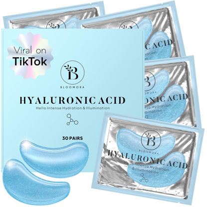 Picture of BLOOMORA Hyaluronic Acid Under Eye Patches(30 Pairs) Under Eye Patches for Dark Circles, Under Eye Patches for Puffy Eyes and Dark Circles, Under Eye Mask, Eye Care, Puffy Eyes Treatment