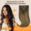 Picture of DOORES Hair Extensions Real Human Hair, Chocolate Brown to Caramel Blonde 7pcs 14 Inch 110g, Seamless Clip in Hair Extensions Human Hair Extensions Invisi Edge Hair Extensions Straight Hair
