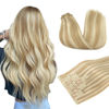 Picture of DOORES Hair Extensions Seamless Clip ins, Dark Blonde Highlighted Bleach Blonde 110g 20 Inch 7pcs, Seamless Clip in Hair Extensions Straight Remy Hair Extensions Skin Weft Invisi Edge Hair Extensions