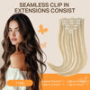 Picture of DOORES Hair Extensions Seamless Clip ins, Dark Blonde Highlighted Bleach Blonde 110g 20 Inch 7pcs, Seamless Clip in Hair Extensions Straight Remy Hair Extensions Skin Weft Invisi Edge Hair Extensions