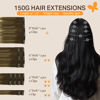 Picture of DOORES Human Hair Extensions Clip in, Balayage Walnut Brown to Ash Brown and Bleach Blonde 150g 9pcs 22 Inch, Clip in Hair Extensions Remy Natural Hair Extensions Straight Silky