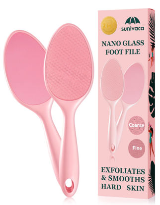 Picture of Sunivaca 2-Sided Glass Foot File Callus Remover Without Drain Stand (Pink)