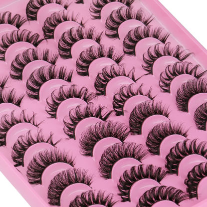 Picture of False Eyelashes Russian Strip Lashes D Curl 20 Pairs 5 Styles Pack Fluffy Natural Fake Lashes Look like Eyelash Extensions by Yawamica