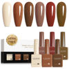 Picture of CANNI Brown Nude Gel Nail Polish - 6 Colors 9ML Brown Skin Tone Nude Roasted Chestnuts Beige Khaki Gel Nail Polish Set, Soak off UV LED Nail Gel DIY Manicure Winter Nail Salon