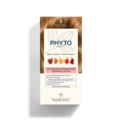 Picture of PHYTO Phytocolor Permanent Hair Color, 8 Light Blonde, with Botanical Pigments, 100% Grey Hair Coverage, Ammonia-free, PPD-free, Resorcin-free, 0.42 oz.