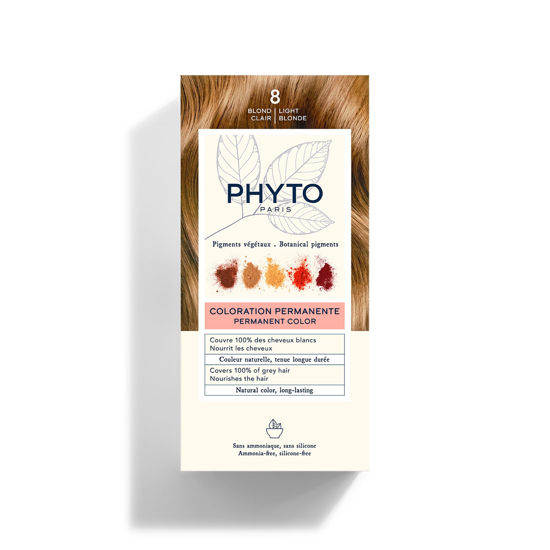 Picture of PHYTO Phytocolor Permanent Hair Color, 8 Light Blonde, with Botanical Pigments, 100% Grey Hair Coverage, Ammonia-free, PPD-free, Resorcin-free, 0.42 oz.