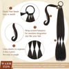 Picture of Sofeiyan Long Braid Ponytail Extension with Hair Tie Straight Sleek Wrap Around Hair Extensions Braid Pony Tail Fluffy Natural Soft Synthetic Hairpieces for Women Daily Wear, 2Pcs 30 inch-Black Brown