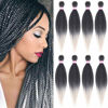 Picture of Dorsanee Ombre Grey Braiding Hair Pre Stretched 20 Inch 8 Packs Braiding Hair Extensions for Crochet Box Braids Twists Locs Hair Itch Free Soft Yaki Texture Hot Water Setting (20inch,#1B/Gray)