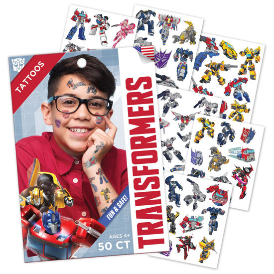 Picture of Savvi - 50 Transformers Temporary Tattoos: Skin-Safe Ink, Great for Halloween and Birthday Parties, Gifts for Boys and Girls Ages 4-12+, Made in the USA [6 sheets, 50 count]