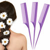 Picture of 3 Pack Tail Comb Carbon Fiber Rat Tail Styling Comb Heat Resistant Anti Static Teasing Comb for Back Combing Root Teasing Adding Volume Evening Styling (Purple)