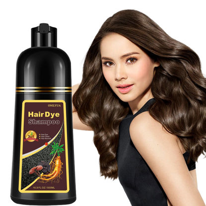 Picture of Dark Coffee Hair Dye Shampoo for Gray Coverage, Herbal Hair Color Shampoo Works in Minutes, Brown Hair Shampoo for All Hair Types, Long Lasting Shampoo Hair Dye 16.90 Fl Oz