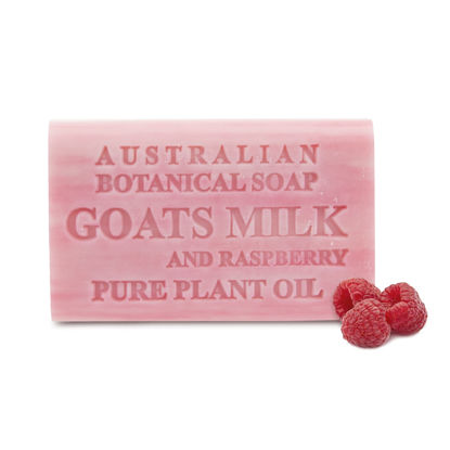 Picture of Australian Botanical Soap, Goats Milk with Raspberry 6.6 oz. (187 g) Soap Bar | Natural Soap Base | All Skin Types | Women & Men | Shea Butter Enriched Bar Soap - Pack of 1