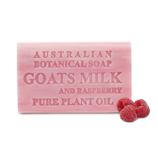 Picture of Australian Botanical Soap, Goats Milk with Raspberry 6.6 oz. (187 g) Soap Bar | Natural Soap Base | All Skin Types | Women & Men | Shea Butter Enriched Bar Soap - Pack of 1