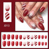 Picture of Christmas Press on Nails Short Oval MABKJLF Red French Tip Fake Nails Winter False Nails with Designs Snowflake Glitter Glossy Glue on Nails Xmas Acrylic Nails for Women Girls 24 Pcs