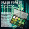 Picture of UCANBE Green Eyeshadow Makeup Palette, 15 Colors Bright Dark Green Shimmer Matte Metallic Glitter Eye Shadow, Forest Emerald Lime Pallet Kit for Cosplay Parties Christmas Halloween SFX