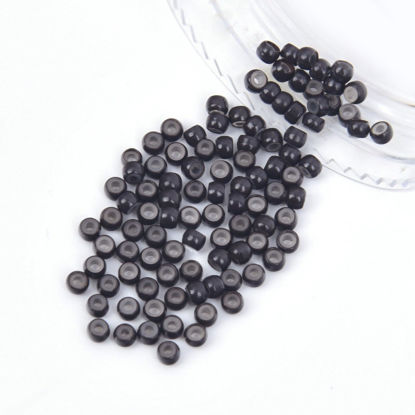 Picture of Vlasy 100Pcs Nano Ring Beads Silicone Lined Beads for Nano Ring Human Hair Extensions 5 Color Optional (Dark Brown)