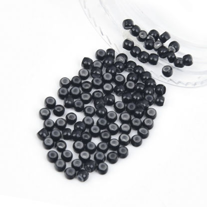 Picture of Vlasy 100Pcs Nano Ring Beads Silicone Lined Beads for Nano Ring Human Hair Extensions 5 Color Optional (Black)