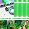 Picture of Olldag 12 PCS Green Hair Extensions Clip in, 20 Inch Colored Hair Accessories Party Highlights Long Straight Synthetic Hairpieces for Women Kids Girls